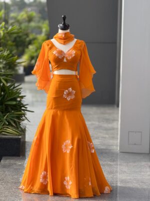 HANDPRINT FISHCUT LEHENGA BLOUSE DUPATTA