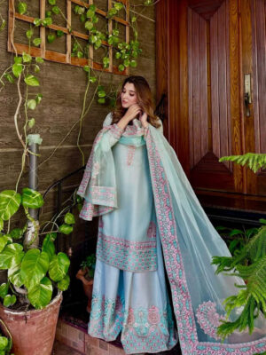 SILK EMBROIDERED PLAZO SUIT