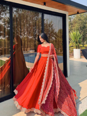 FULL STITCHED RED LEHENGA CHOLI