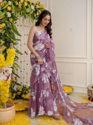 STITCHED LEHENGA SAREE WITH PADDED BLOUSE